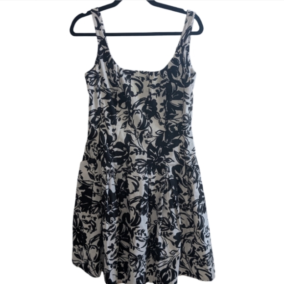 ❌ Ralph Lauren Black White Floral Dress Size 8 Pockets Bra Snaps Summer Cocktail - Picture 3 of 11